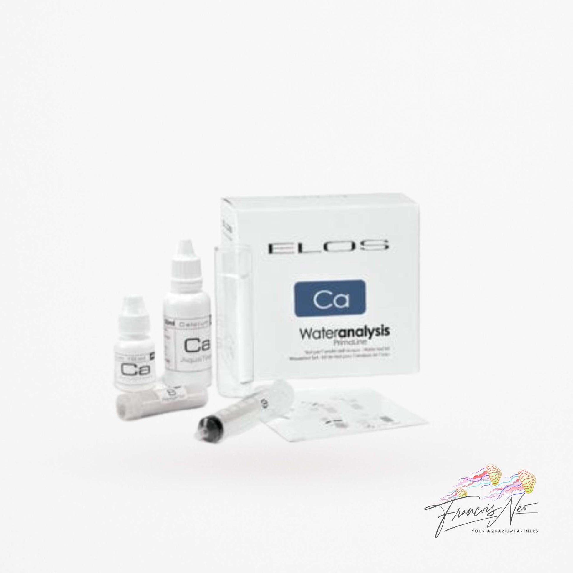ELOS water analysis calcium test kit with bottles and instructions 